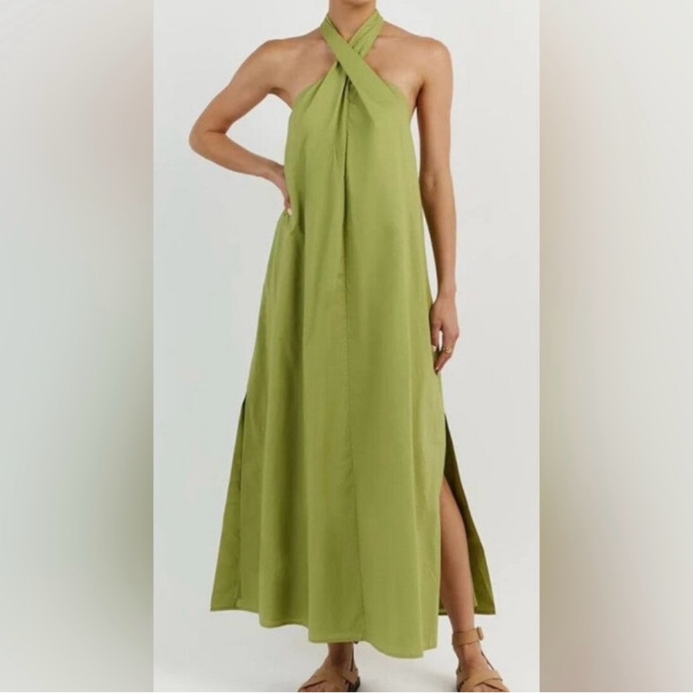DISSH Green Halter Maxi Dress Resort Style